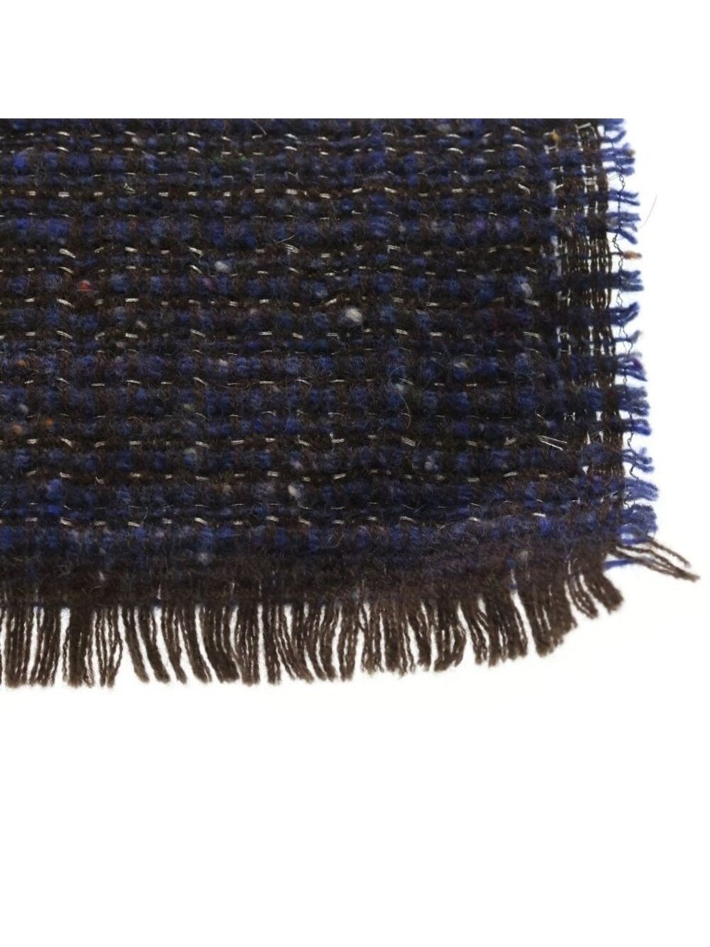 Chanel Cashmere Blend Tweed CC Logo Scarf Charcoal Gray Navy - Picture 4 of 6